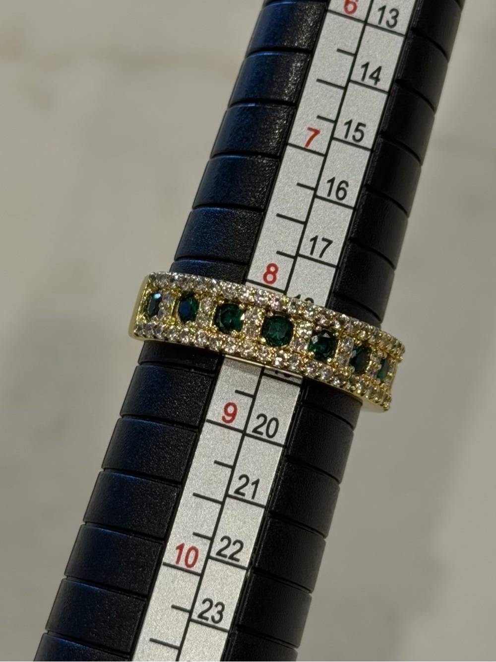 Adjustable Emerald Green Crystal Band Ring | Gold Tone Statement Ring